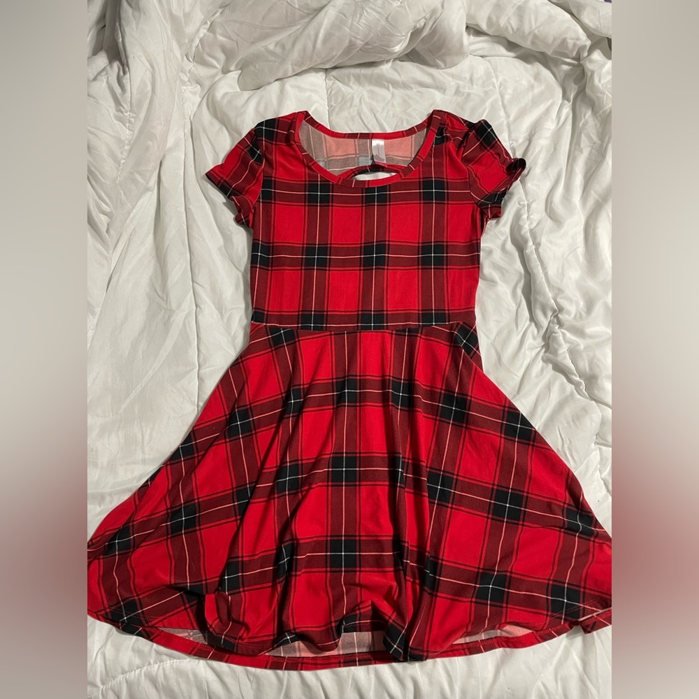 No Boundaries Red and Black Plaid Dress